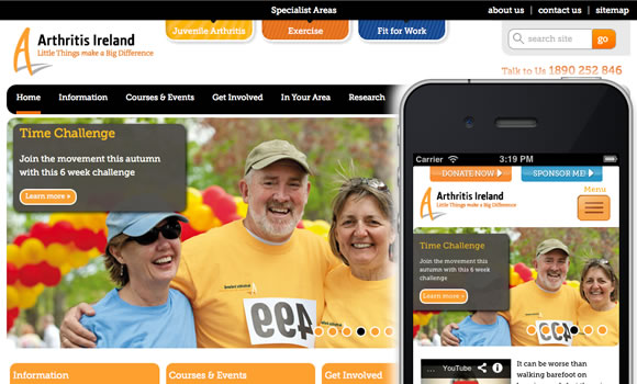 arthritis ireland responsive website designed by ionic